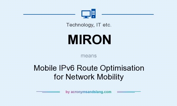 What does MIRON mean? It stands for Mobile IPv6 Route Optimisation for Network Mobility