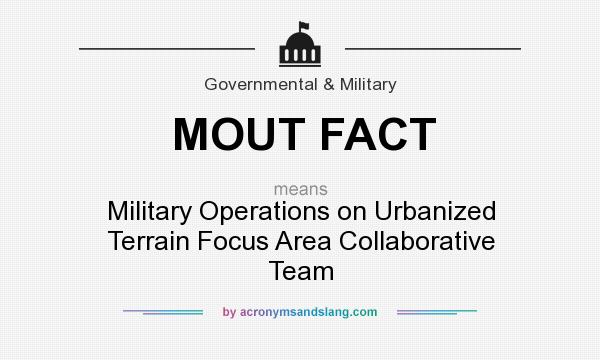What does MOUT FACT mean? It stands for Military Operations on Urbanized Terrain Focus Area Collaborative Team