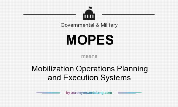 What does MOPES mean? It stands for Mobilization Operations Planning and Execution Systems