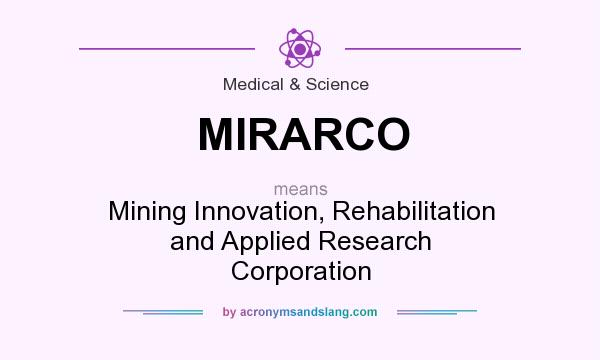 What does MIRARCO mean? It stands for Mining Innovation, Rehabilitation and Applied Research Corporation
