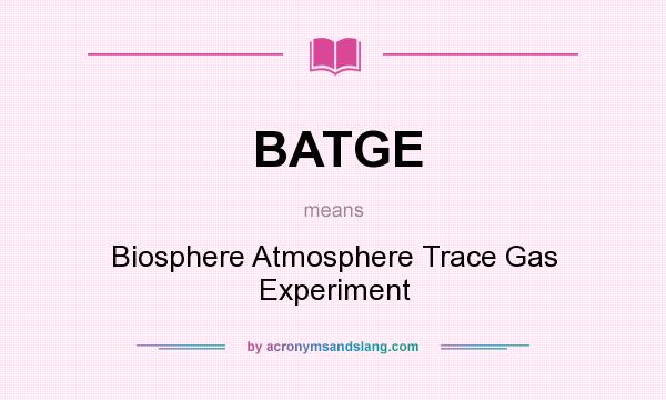 What does BATGE mean? It stands for Biosphere Atmosphere Trace Gas Experiment