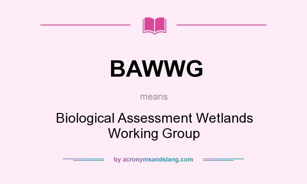 What does BAWWG mean? It stands for Biological Assessment Wetlands Working Group