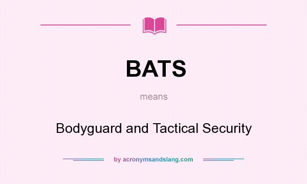 What does BATS mean? It stands for Bodyguard and Tactical Security
