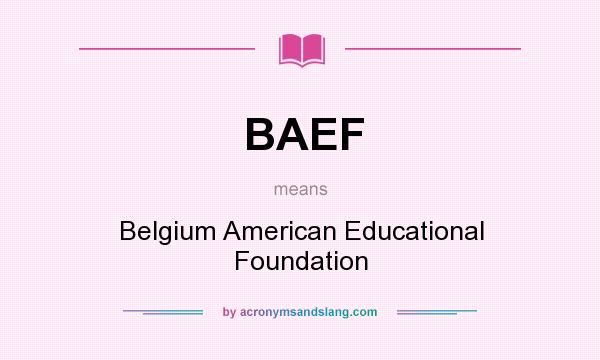 What does BAEF mean? It stands for Belgium American Educational Foundation