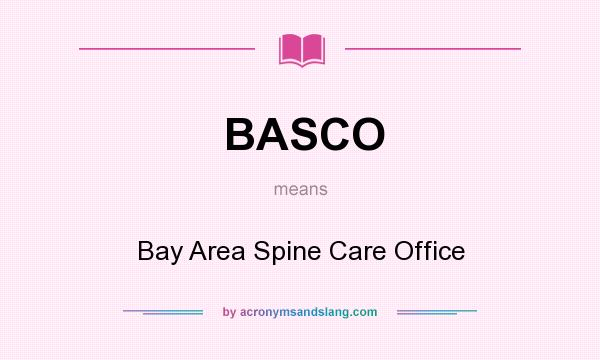 What does BASCO mean? It stands for Bay Area Spine Care Office