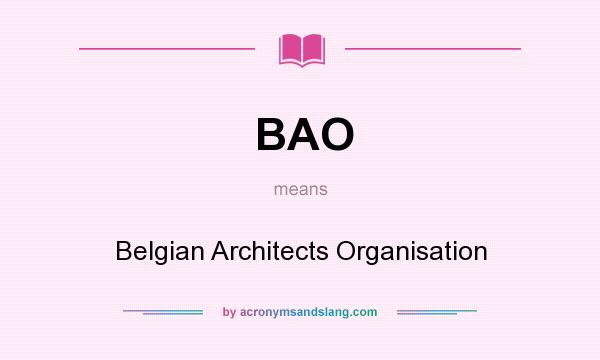 What does BAO mean? It stands for Belgian Architects Organisation