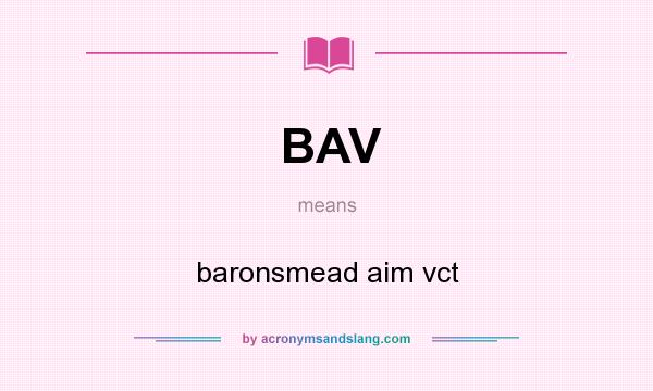 What does BAV mean? It stands for baronsmead aim vct