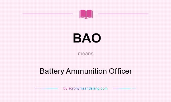 What does BAO mean? It stands for Battery Ammunition Officer