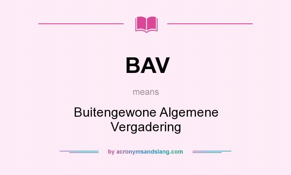 What does BAV mean? It stands for Buitengewone Algemene Vergadering