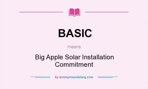 What does BASIC mean? It stands for Big Apple Solar Installation Commitment