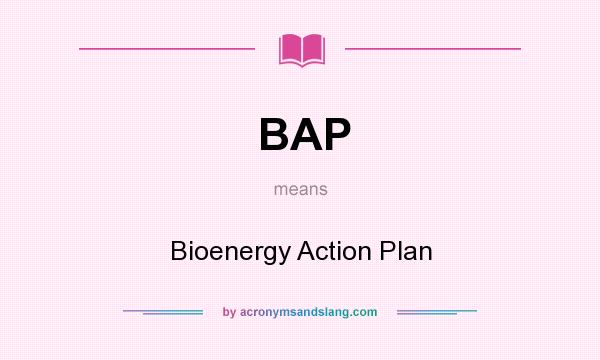 What does BAP mean? It stands for Bioenergy Action Plan