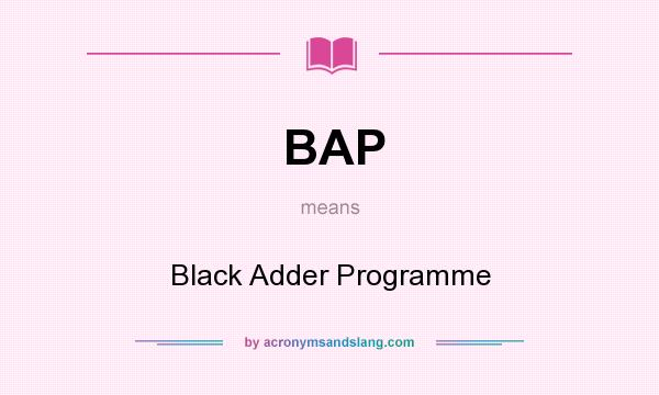 What does BAP mean? It stands for Black Adder Programme