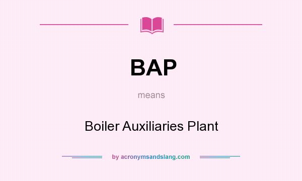 What does BAP mean? It stands for Boiler Auxiliaries Plant