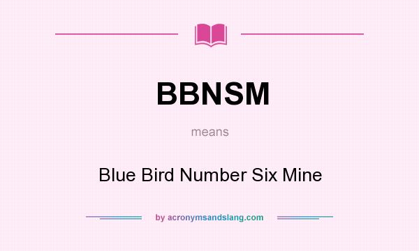 What does BBNSM mean? It stands for Blue Bird Number Six Mine