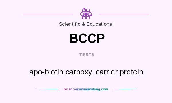What does BCCP mean? It stands for apo-biotin carboxyl carrier protein