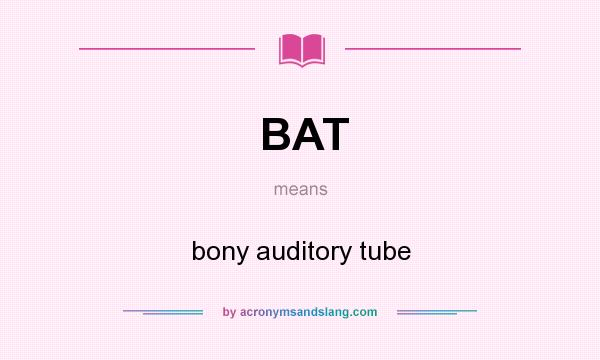 What does BAT mean? It stands for bony auditory tube