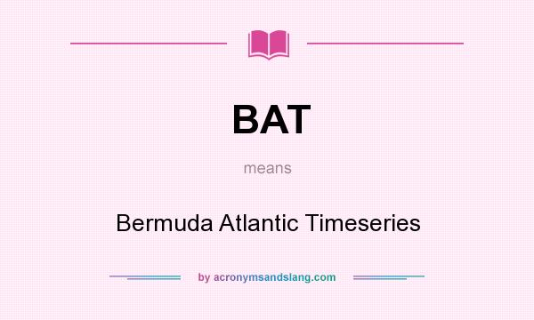 What does BAT mean? It stands for Bermuda Atlantic Timeseries