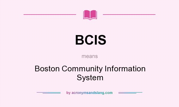 What does BCIS mean? It stands for Boston Community Information System