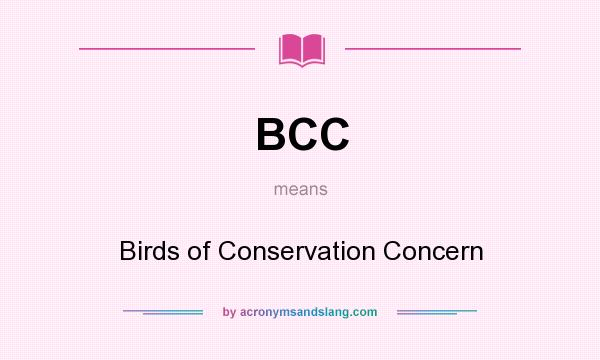 What does BCC mean? It stands for Birds of Conservation Concern