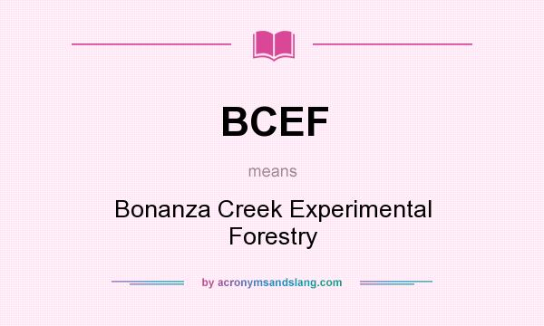 What does BCEF mean? It stands for Bonanza Creek Experimental Forestry