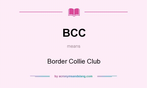 What does BCC mean? It stands for Border Collie Club