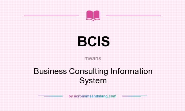 What does BCIS mean? It stands for Business Consulting Information System
