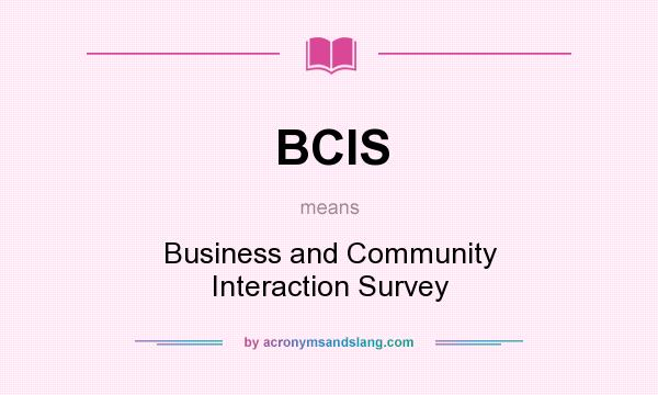 What does BCIS mean? It stands for Business and Community Interaction Survey