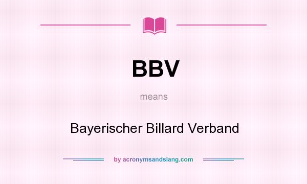 What does BBV mean? It stands for Bayerischer Billard Verband