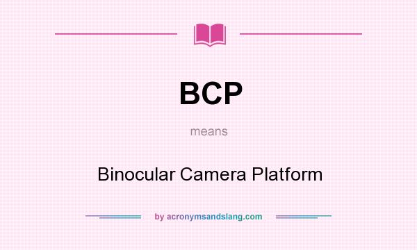 What does BCP mean? It stands for Binocular Camera Platform