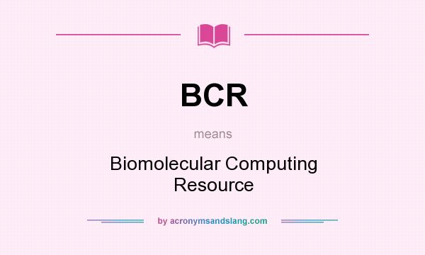 What does BCR mean? It stands for Biomolecular Computing Resource