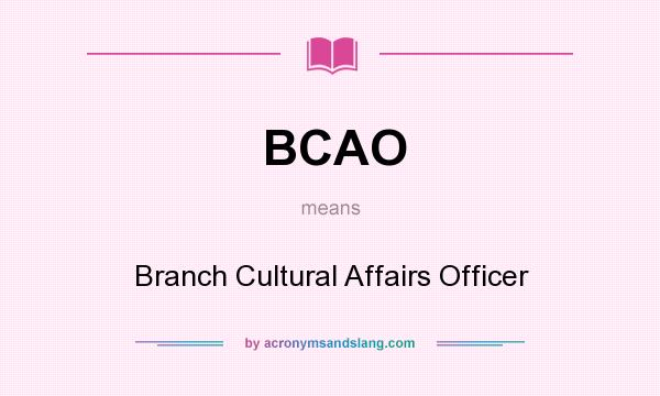 What does BCAO mean? It stands for Branch Cultural Affairs Officer