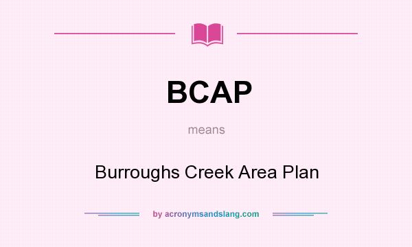 What does BCAP mean? It stands for Burroughs Creek Area Plan