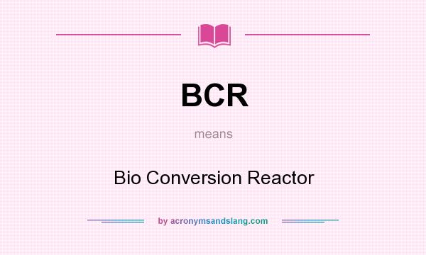 What does BCR mean? It stands for Bio Conversion Reactor