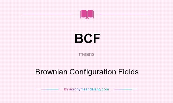 What does BCF mean? It stands for Brownian Configuration Fields