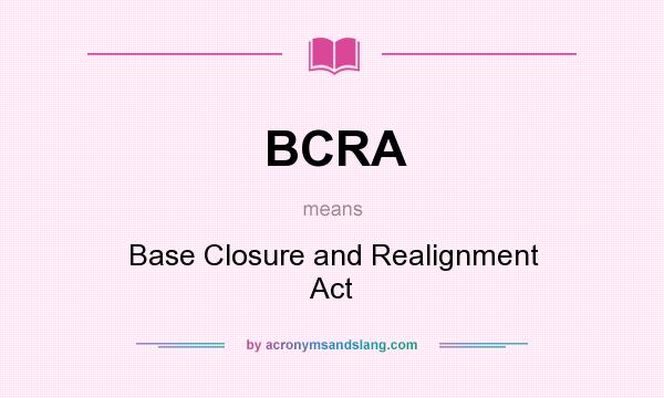 What does BCRA mean? It stands for Base Closure and Realignment Act