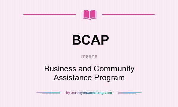 What does BCAP mean? It stands for Business and Community Assistance Program