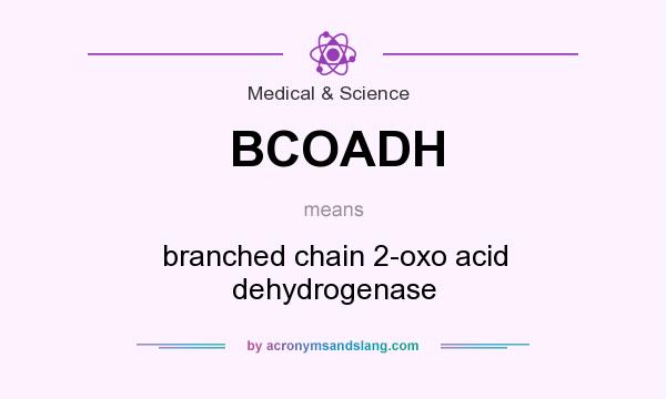 What does BCOADH mean? It stands for branched chain 2-oxo acid dehydrogenase