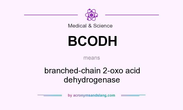 What does BCODH mean? It stands for branched-chain 2-oxo acid dehydrogenase