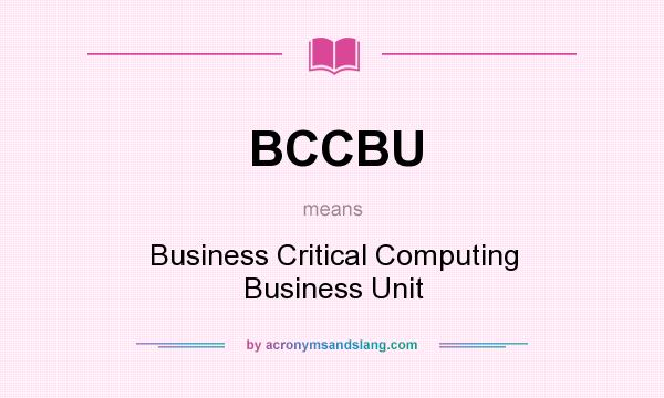 What does BCCBU mean? It stands for Business Critical Computing Business Unit