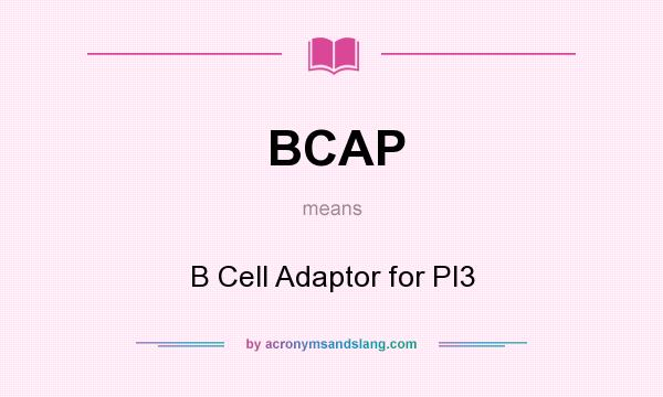 What does BCAP mean? It stands for B Cell Adaptor for PI3
