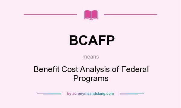 What does BCAFP mean? It stands for Benefit Cost Analysis of Federal Programs