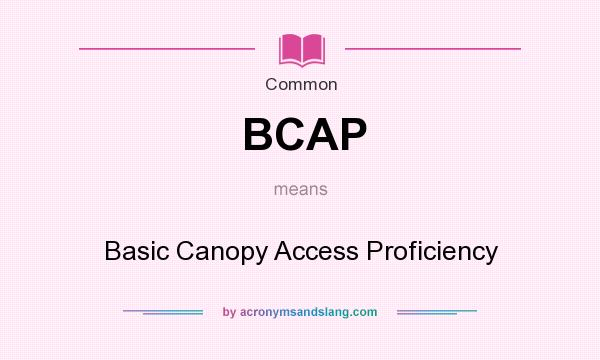 What does BCAP mean? It stands for Basic Canopy Access Proficiency