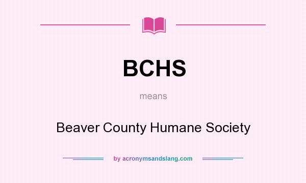 What does BCHS mean? It stands for Beaver County Humane Society