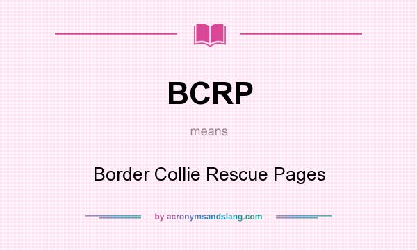 What does BCRP mean? It stands for Border Collie Rescue Pages