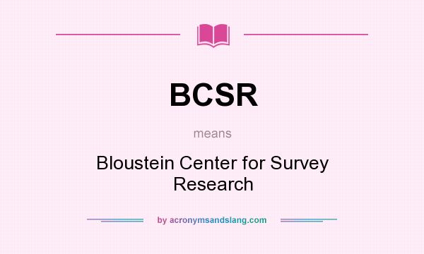 What does BCSR mean? It stands for Bloustein Center for Survey Research