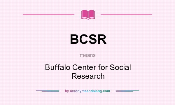 What does BCSR mean? It stands for Buffalo Center for Social Research