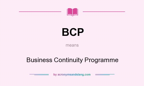 What does BCP mean? It stands for Business Continuity Programme