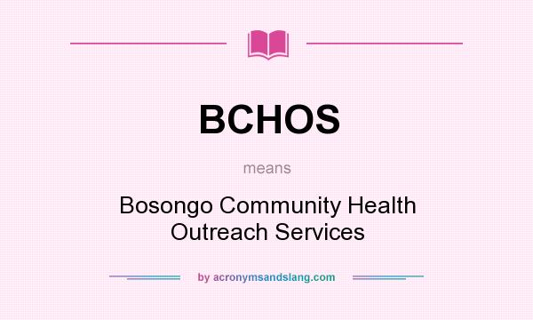 What does BCHOS mean? It stands for Bosongo Community Health Outreach Services