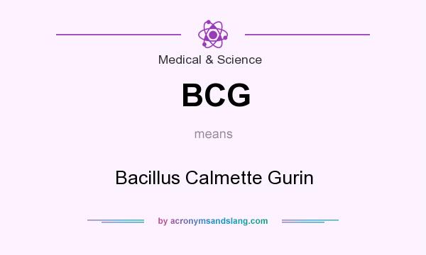 What does BCG mean? It stands for Bacillus Calmette Gurin