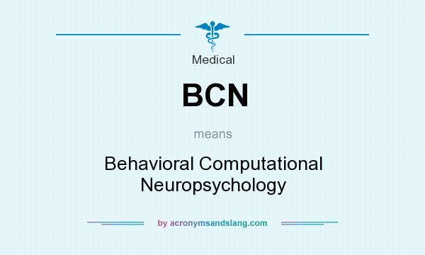 What does BCN mean? It stands for Behavioral Computational Neuropsychology